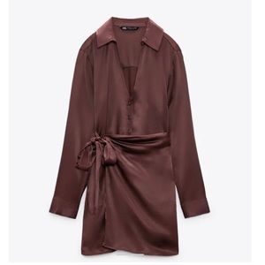Zara Brown Silk Dress